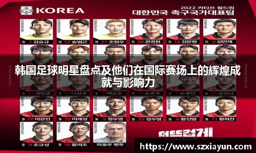 韩国足球明星盘点及他们在国际赛场上的辉煌成就与影响力